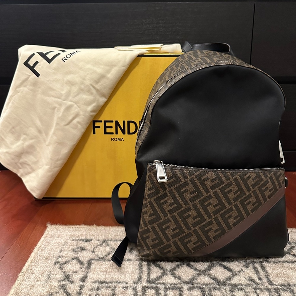 Fendi Black/Brown Nylon Backpack